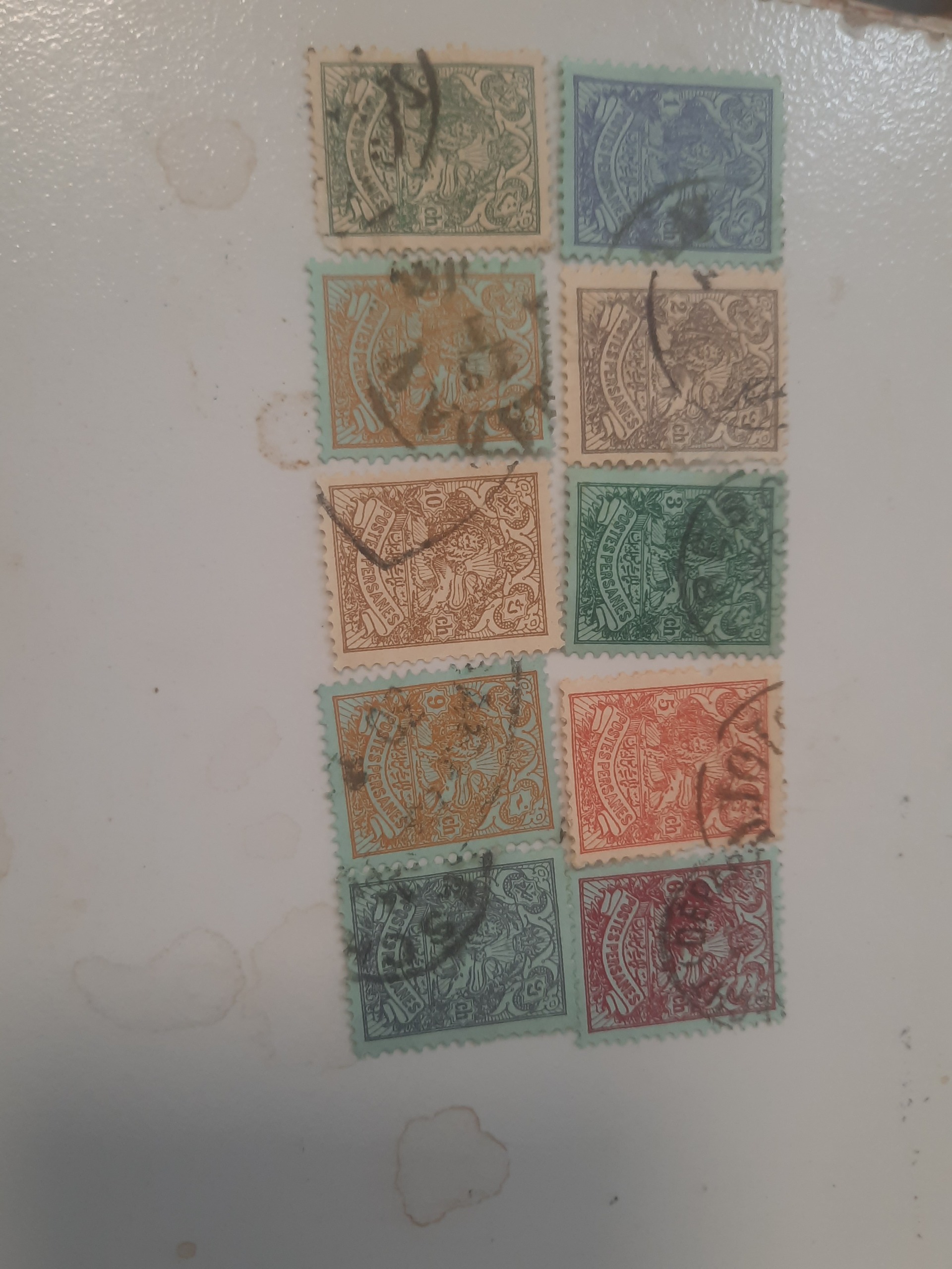 ده رقم تمبر از سری قاجاری