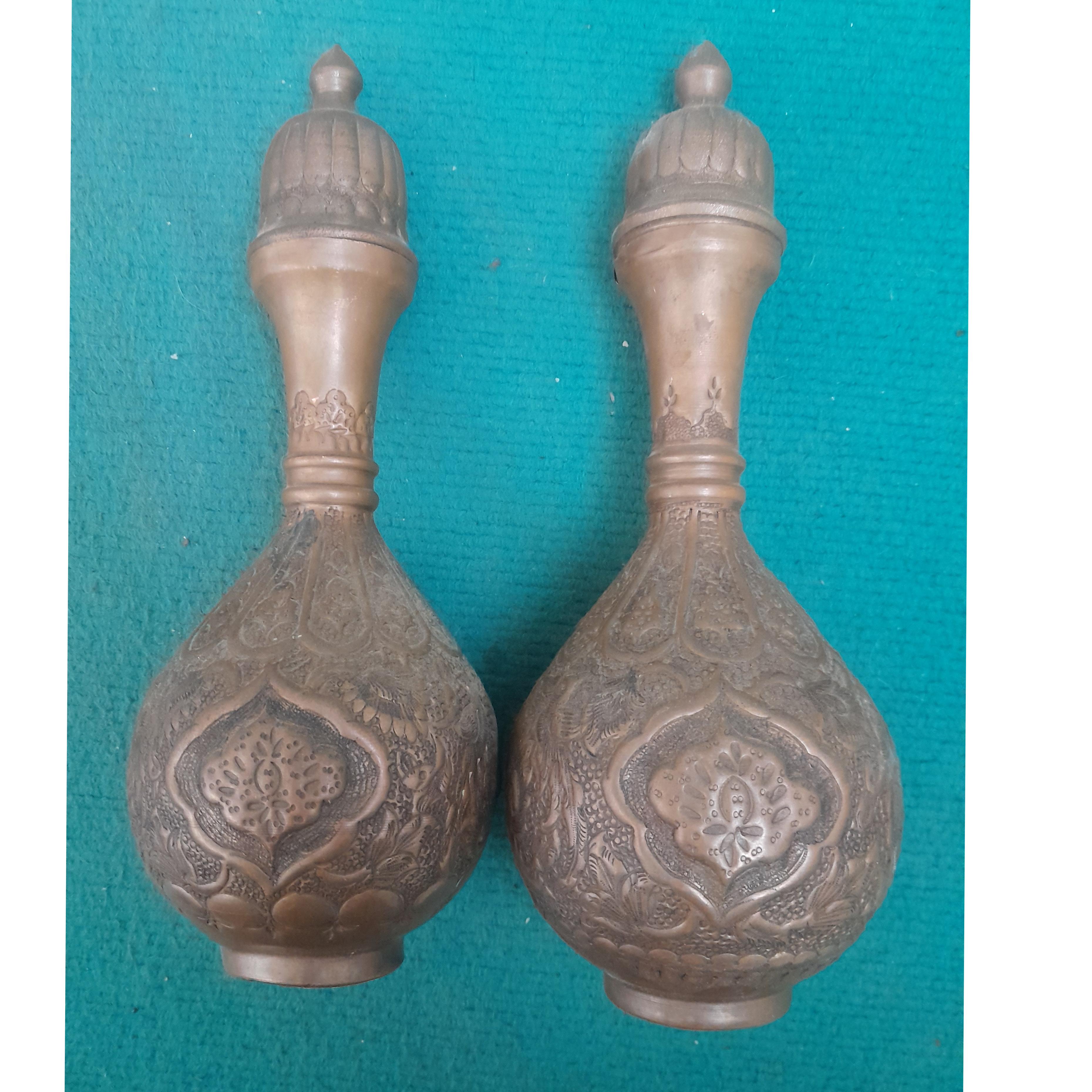 گلدان مسی قلم زنی شده