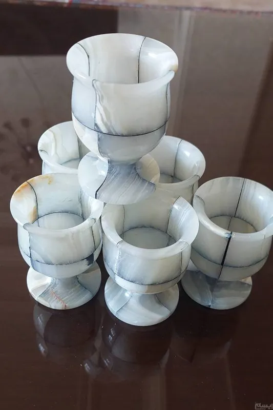 جاشمعی یا فنجان مرمری بسیارزیبا 6عددی
