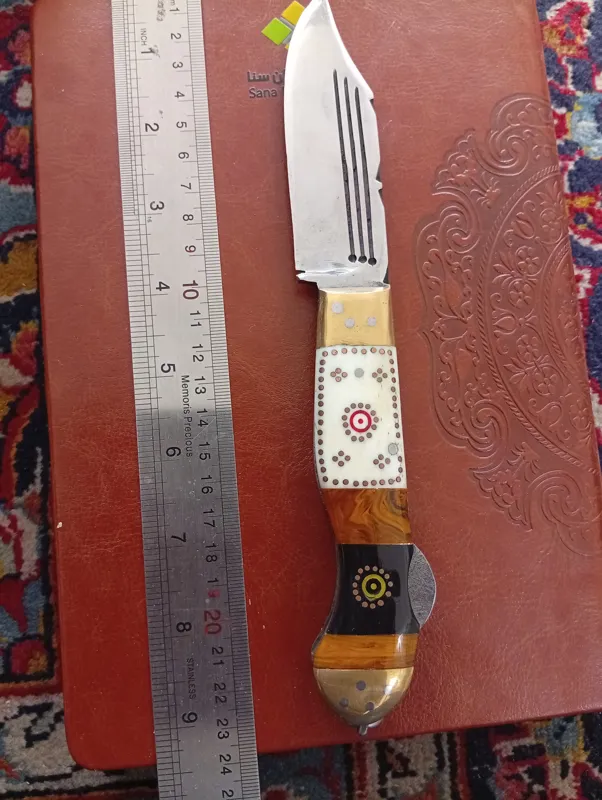 چاقو بزرگ کلکسیونی کهربا استثنایی