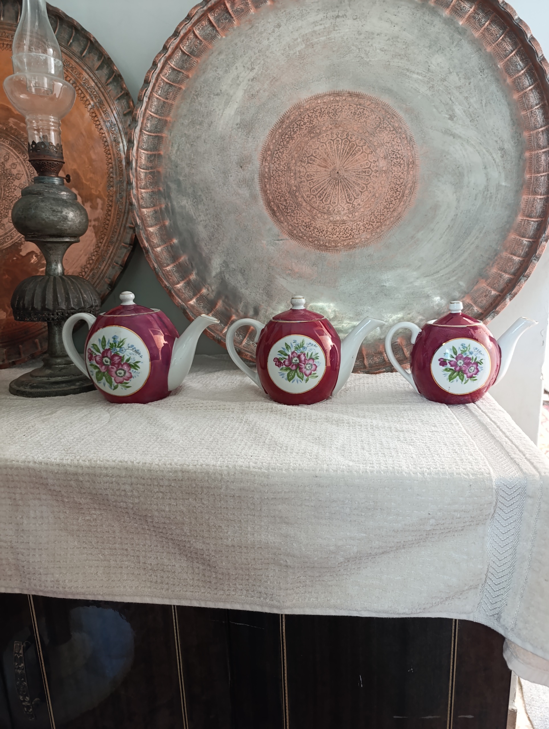 قوری لاکی اصل ژاپن قدیمی سری سه تایی بسیار کمیاب