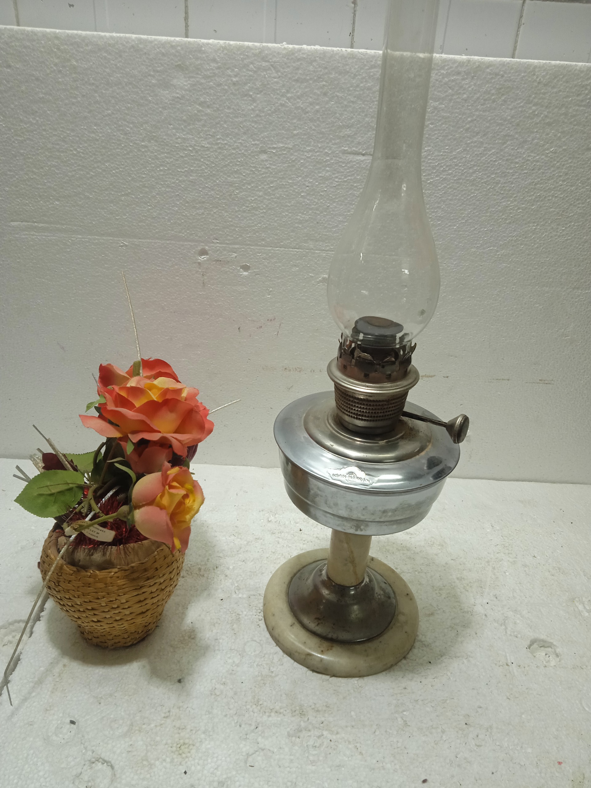 چراغ گردسوز نفتی قدیمی برنجی آنتیک و کلکسیونی