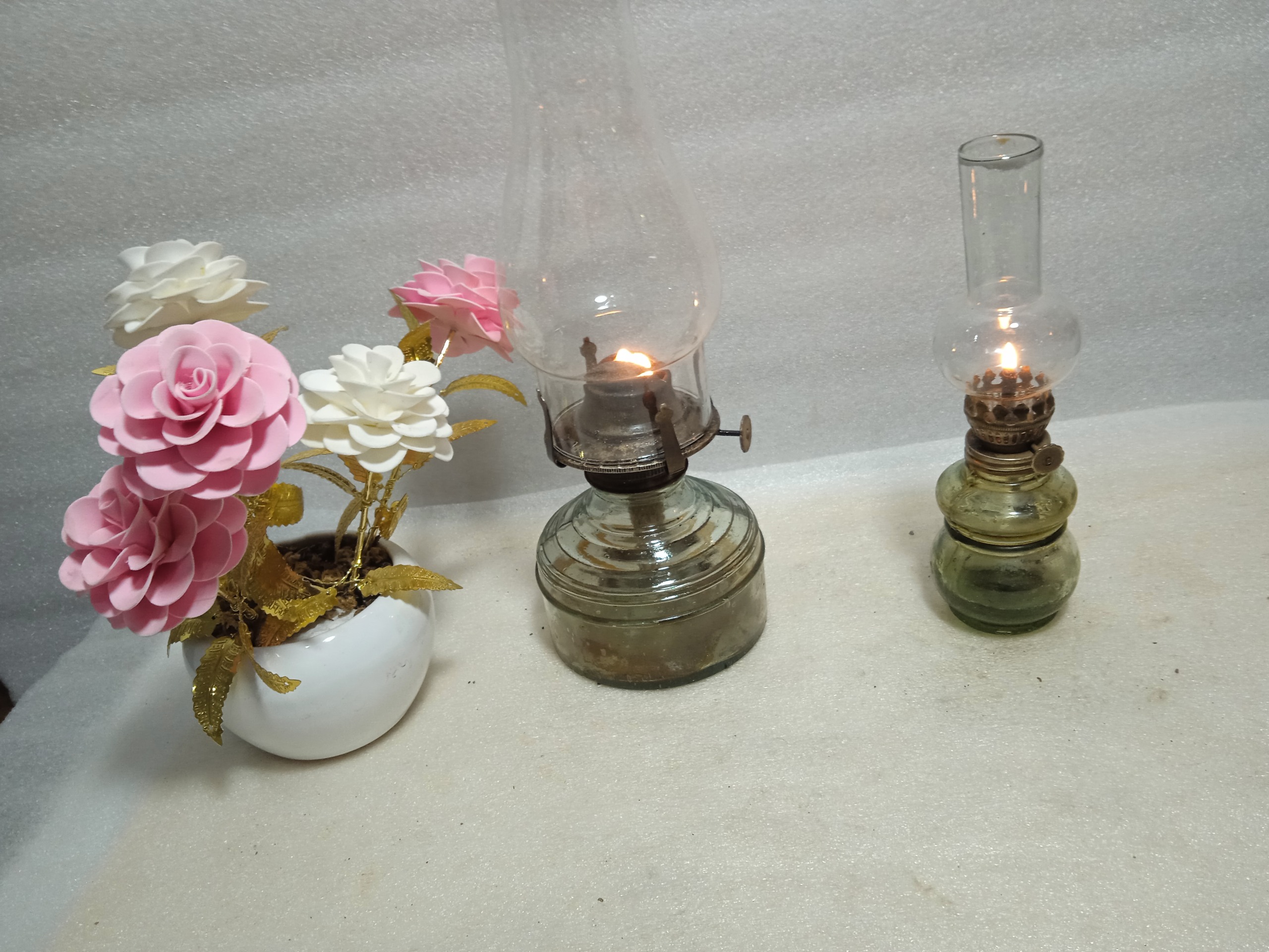 جفت چراغ لامپا نفتی قدیمی آنتیک و کلکسیونی