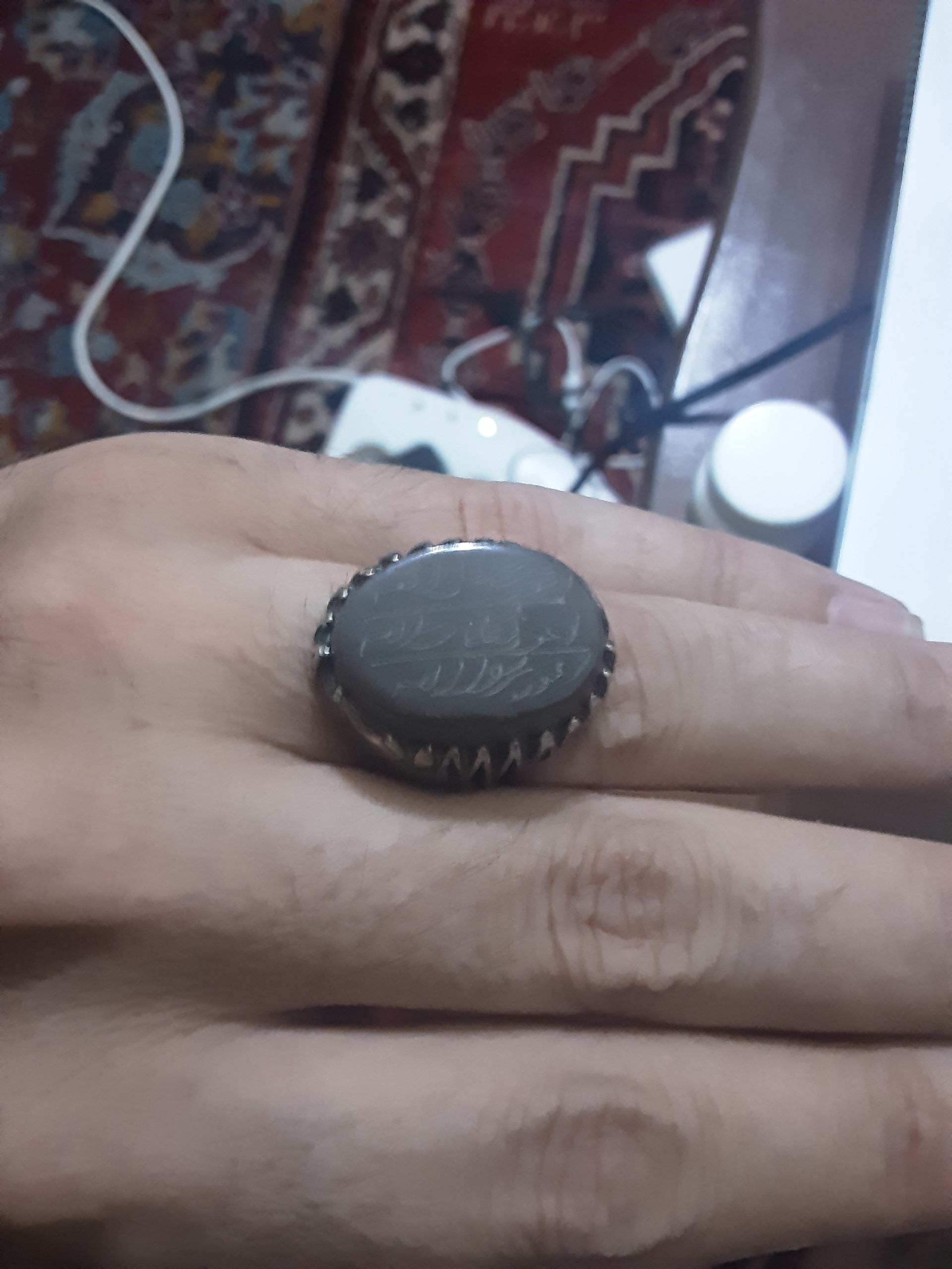 انگشترنقره عیار پایین و سنگ طبیعی