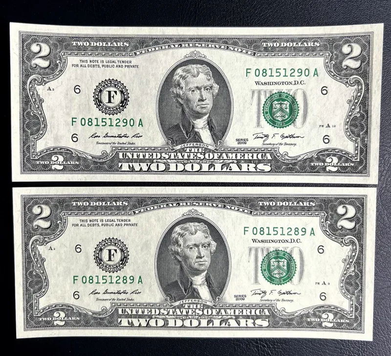 جفت دو دلاری اعلامیه استقلال آمریکا ایالت جورجیا