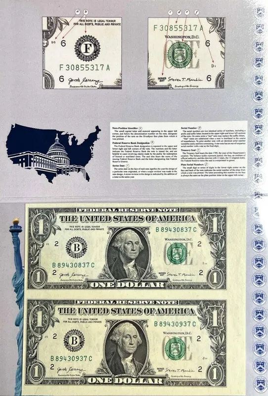 فولدر اسکناس آنکات جفت 1 دلاری بسیار زیبا