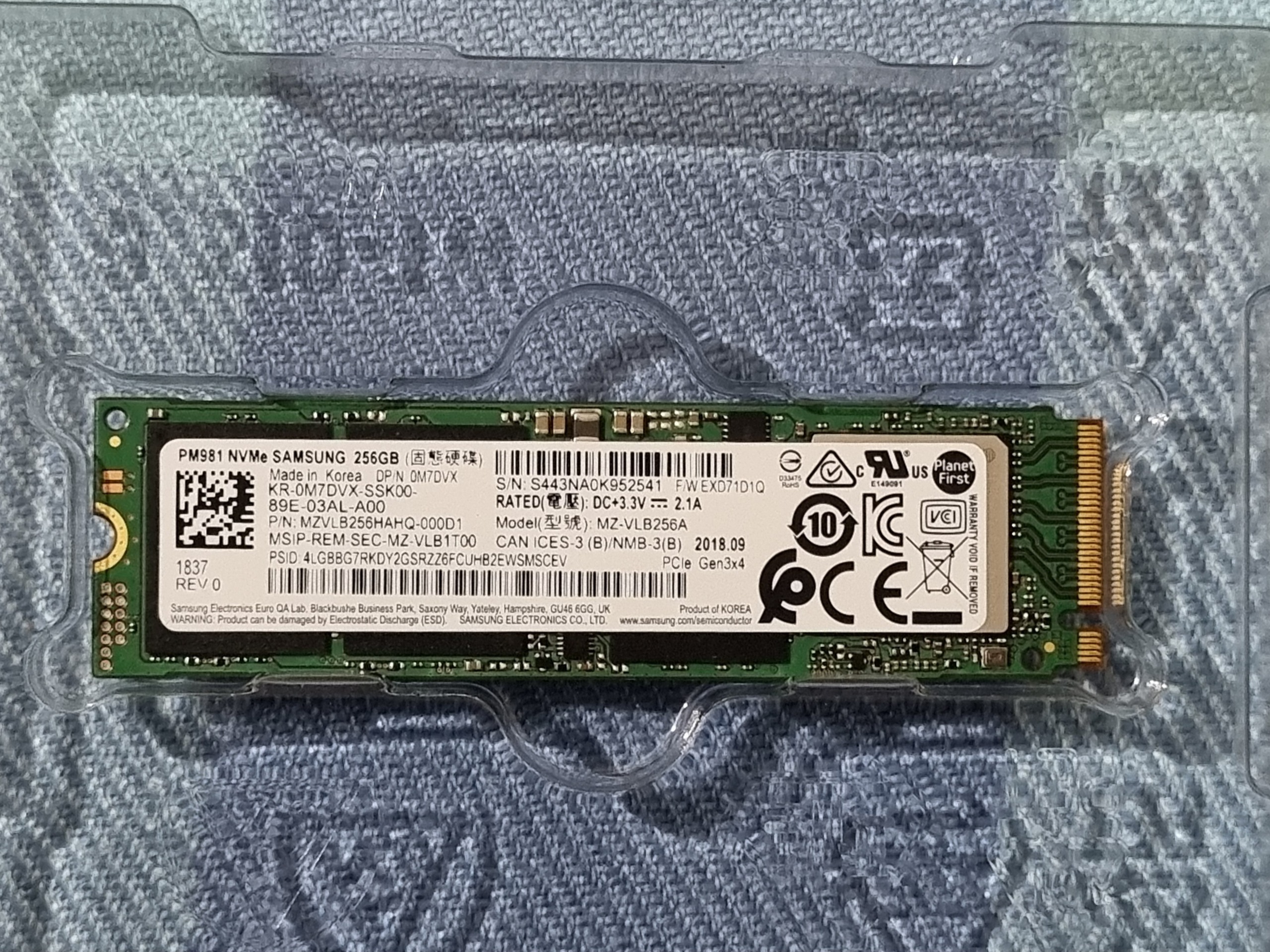 Ssd M2 Samsung 256GB pm981 Gen3x4