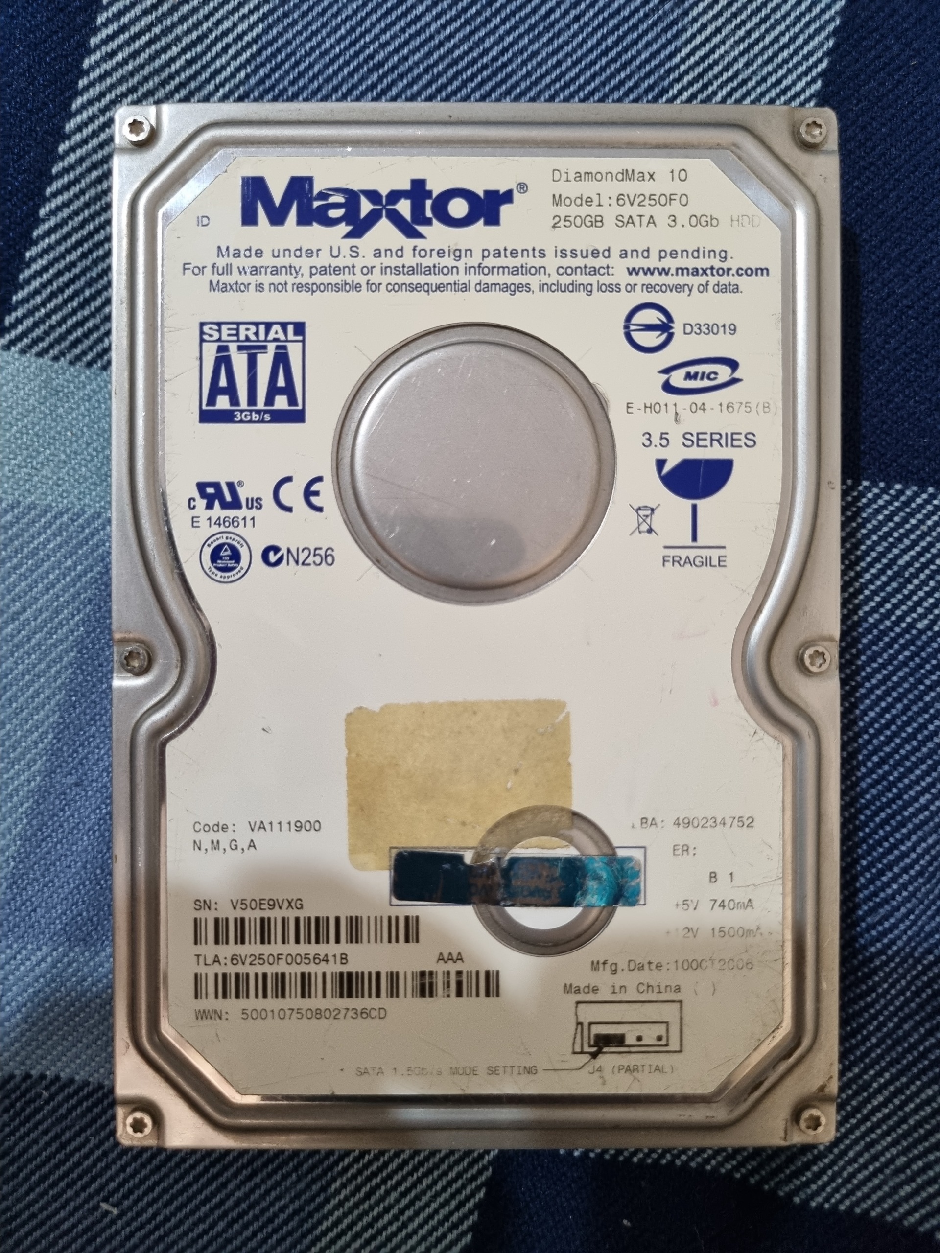 هارد 250 گیگ مکستور