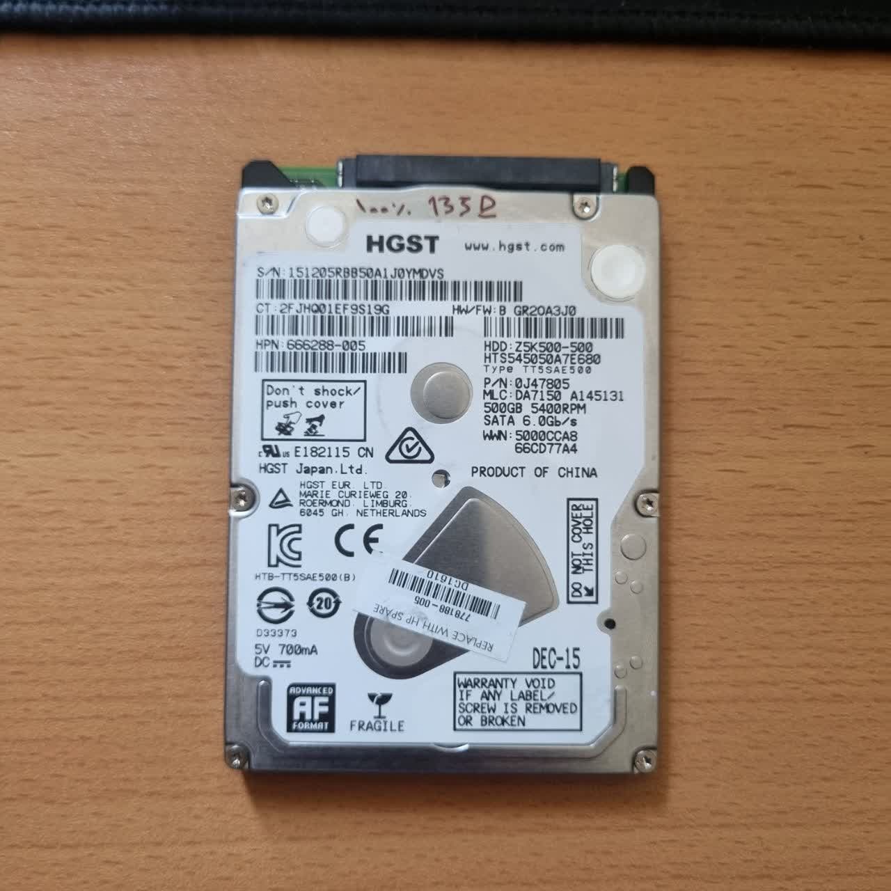 هارد 500گیگ لپ تاپی HGST