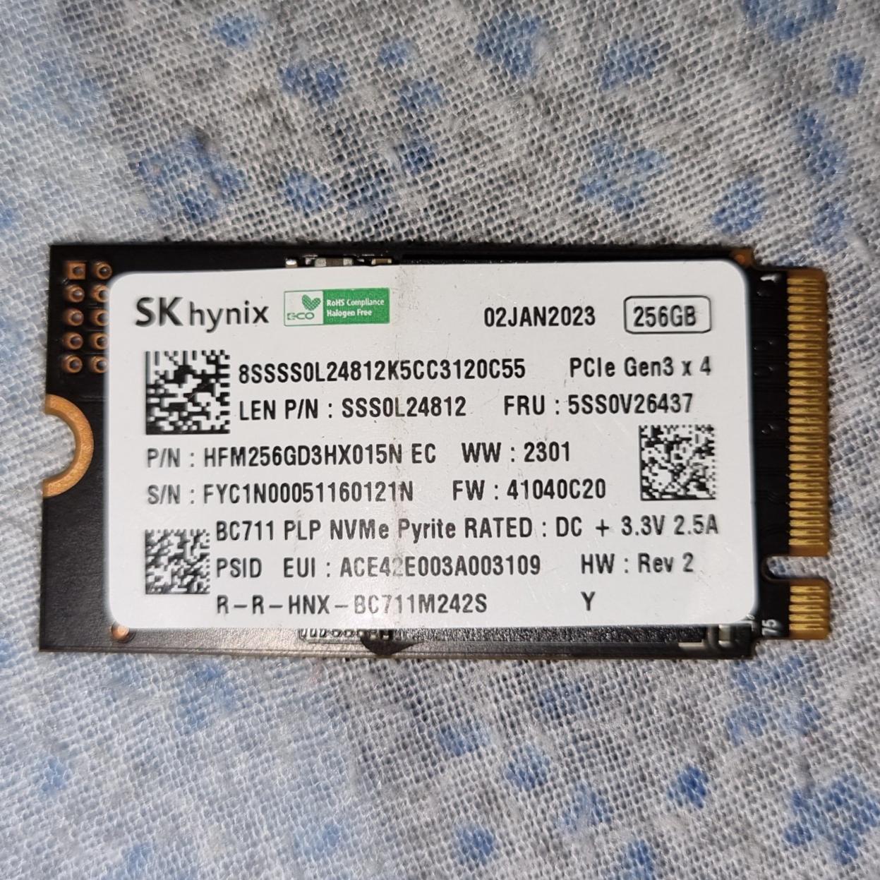 هارد ssd m2 NVMe PCIe 256GB SK hynix