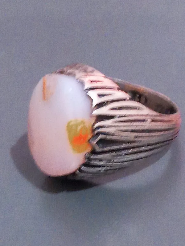 ارسالرایگان انگشتربزرگ نقره بانگین عقیق گلدارشیری