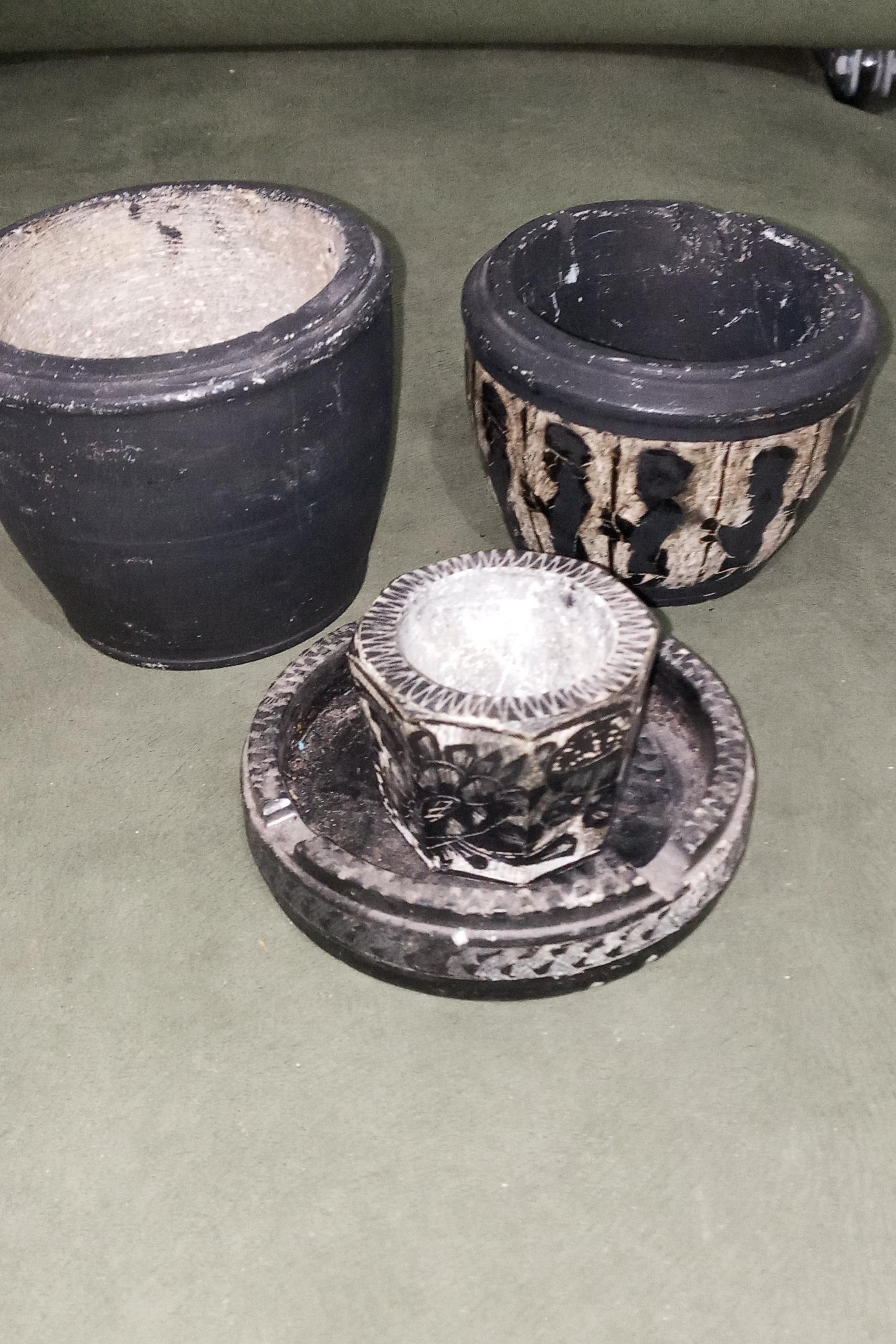 4 تیکه ظروف سنگی بسیارقدیمی ضخیم