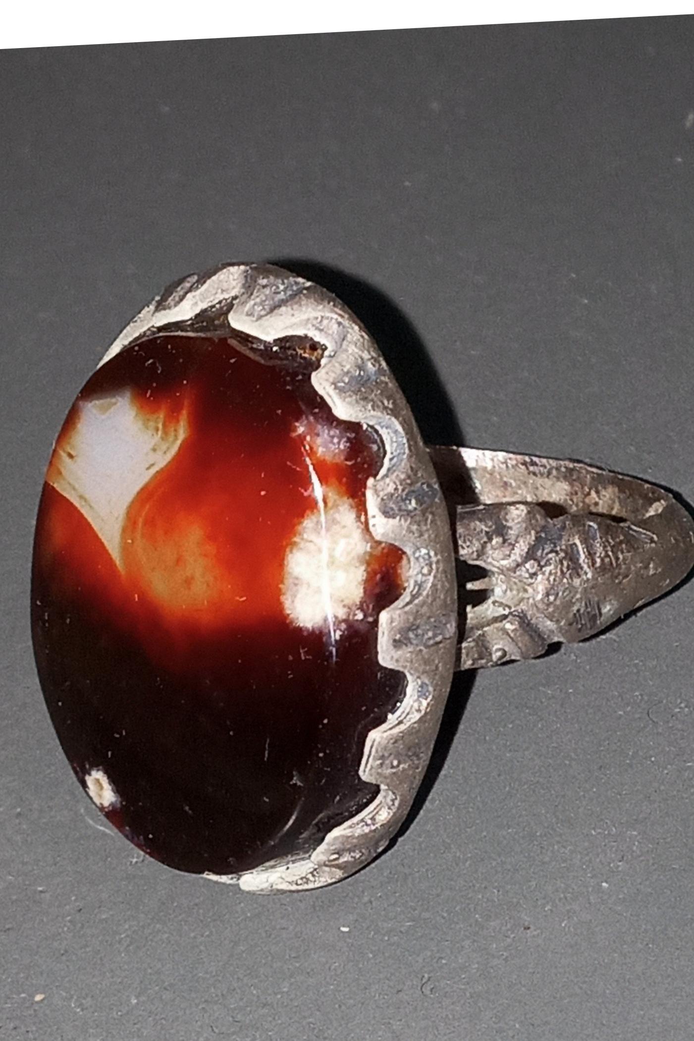 انگشترنقره بزرگ بانگین عقیق رنگی خراسان ناب