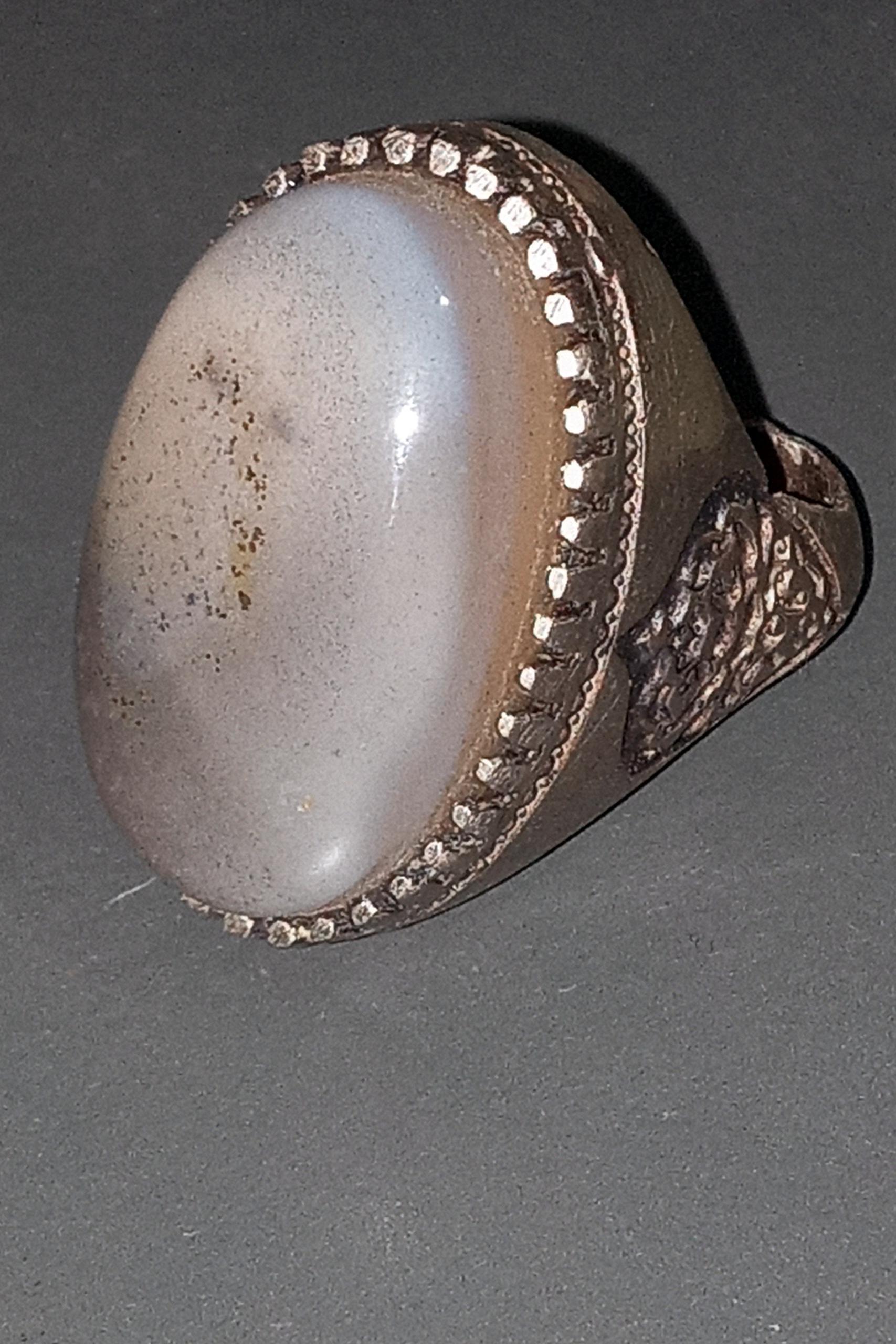 انگشترنقره درشت نیم بهابانگین عقیق شندار نباتی