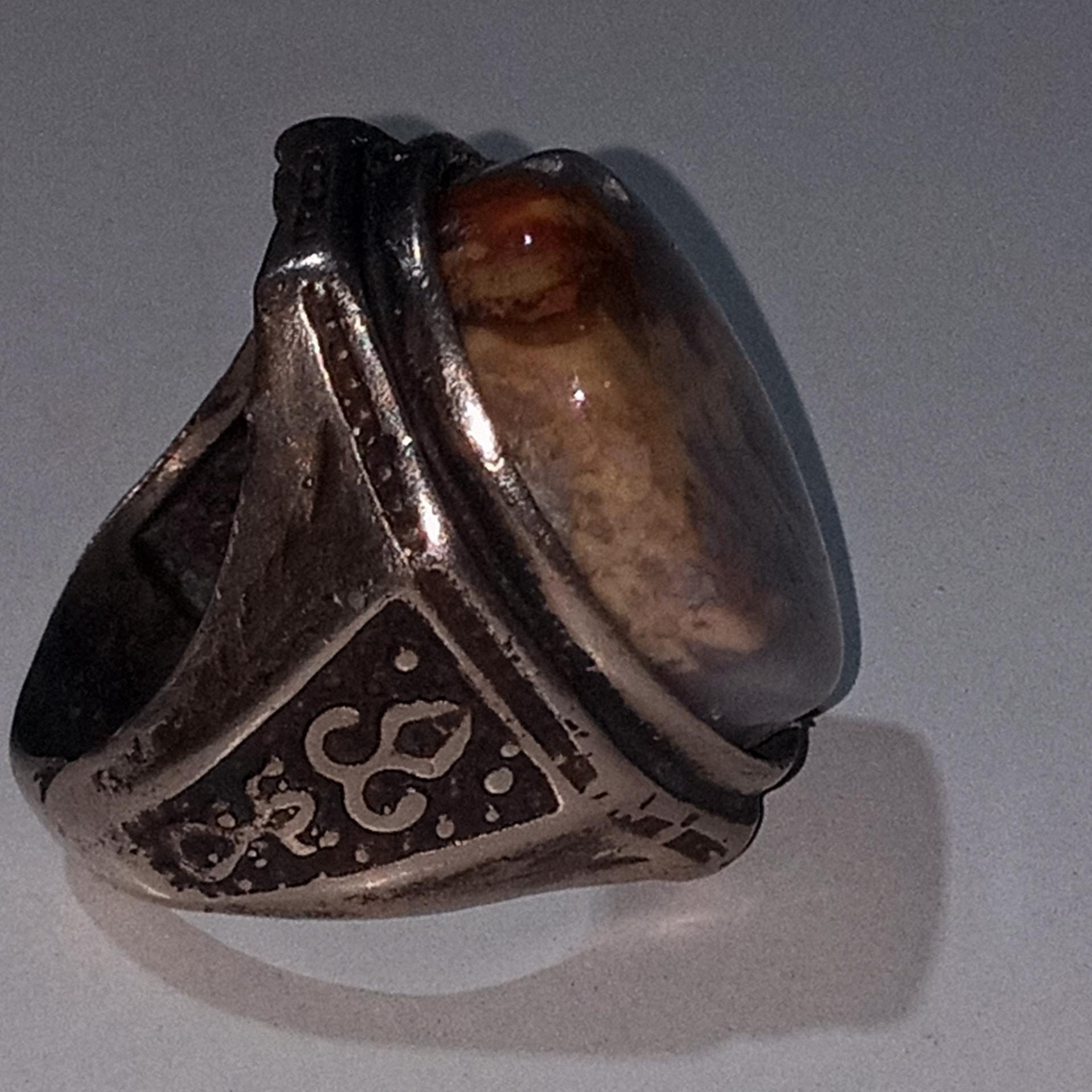 انگشتر نقره درشت با نگین شجر رنگی خراسان