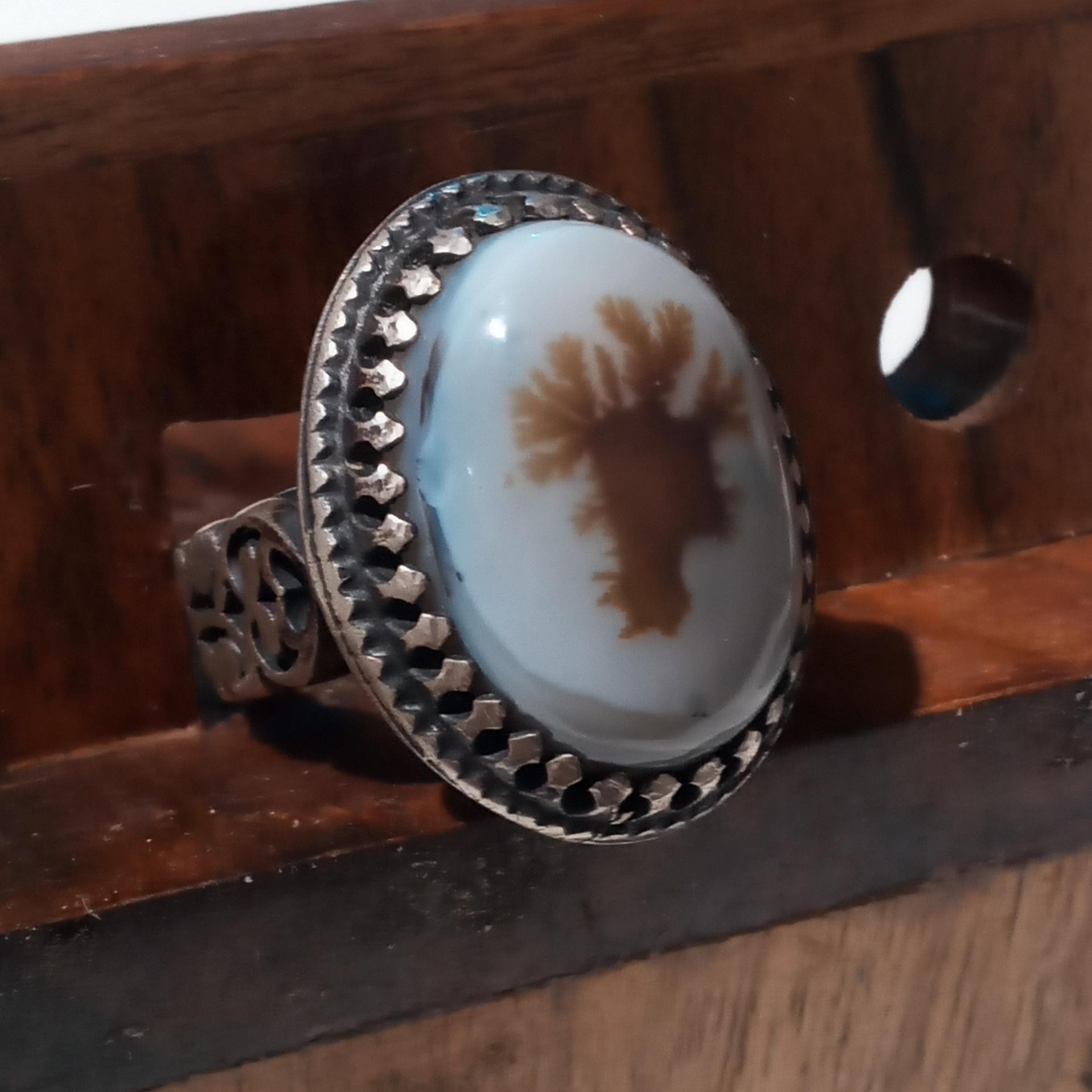 انگشترنقره عیار925 باسنگ شجر قاین زیبا