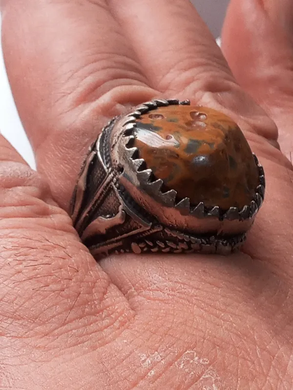 انگشترنقره رکاب جفت شمشیرجاسپرشجری طبیعی