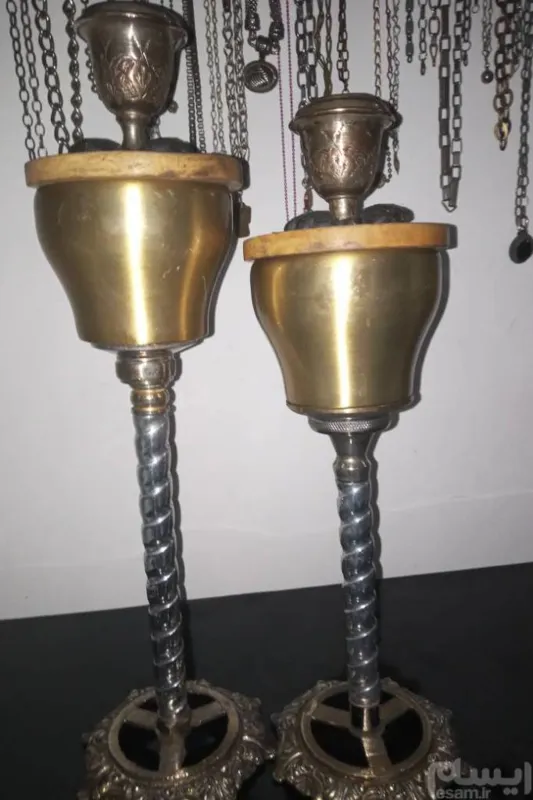 جاشمعی قدیمی چندمنظوره برنجی شاهکار درمدل وساخت