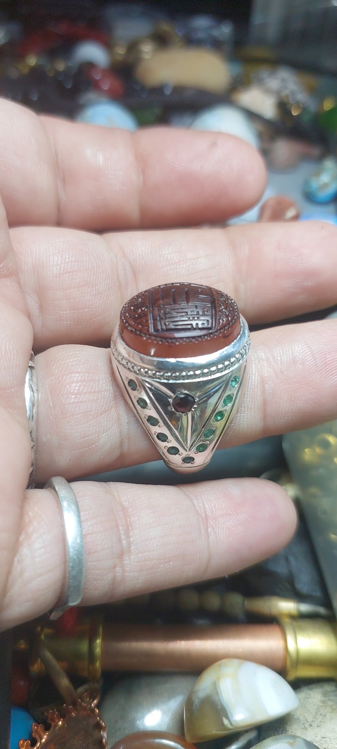 عقیق یمن قدیمی خط دست رکاب دست