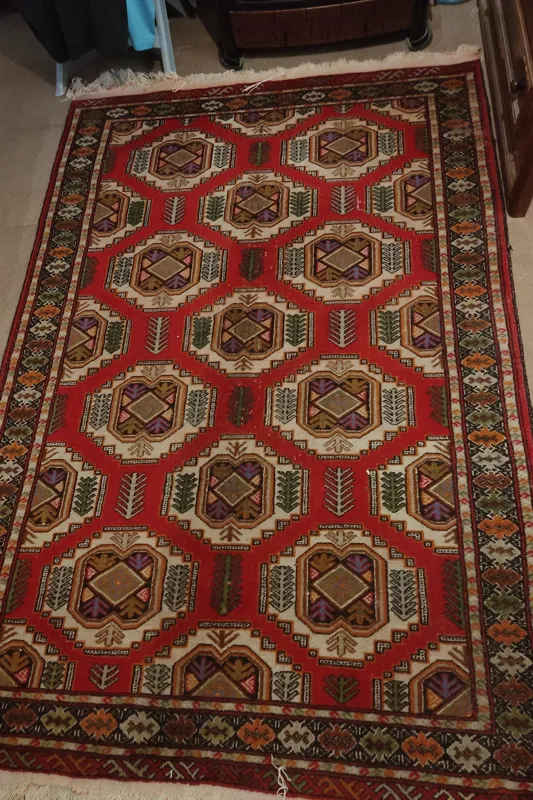 قالیچه دستباف قدیمی ترکمن طرح کمیاب