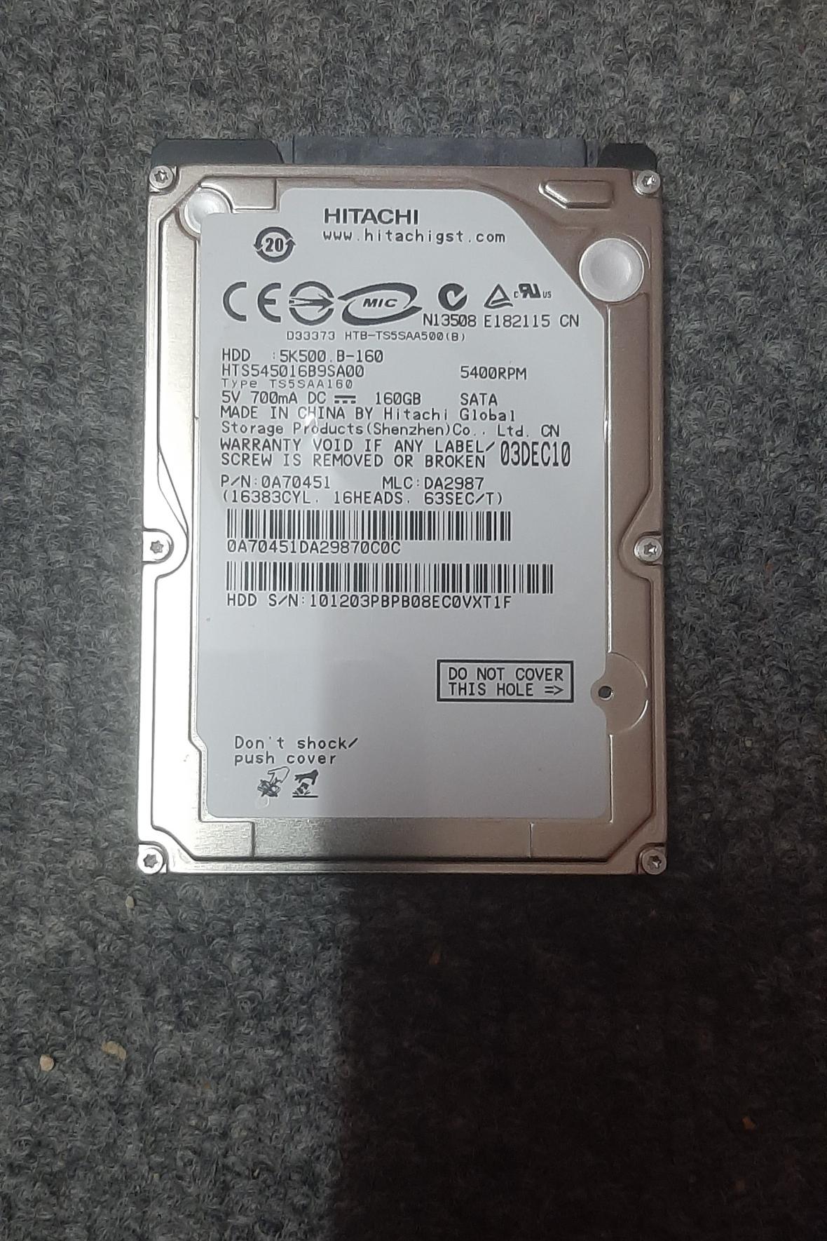 هارد لپ تاپی 160 هیتاچی کاملا سالم