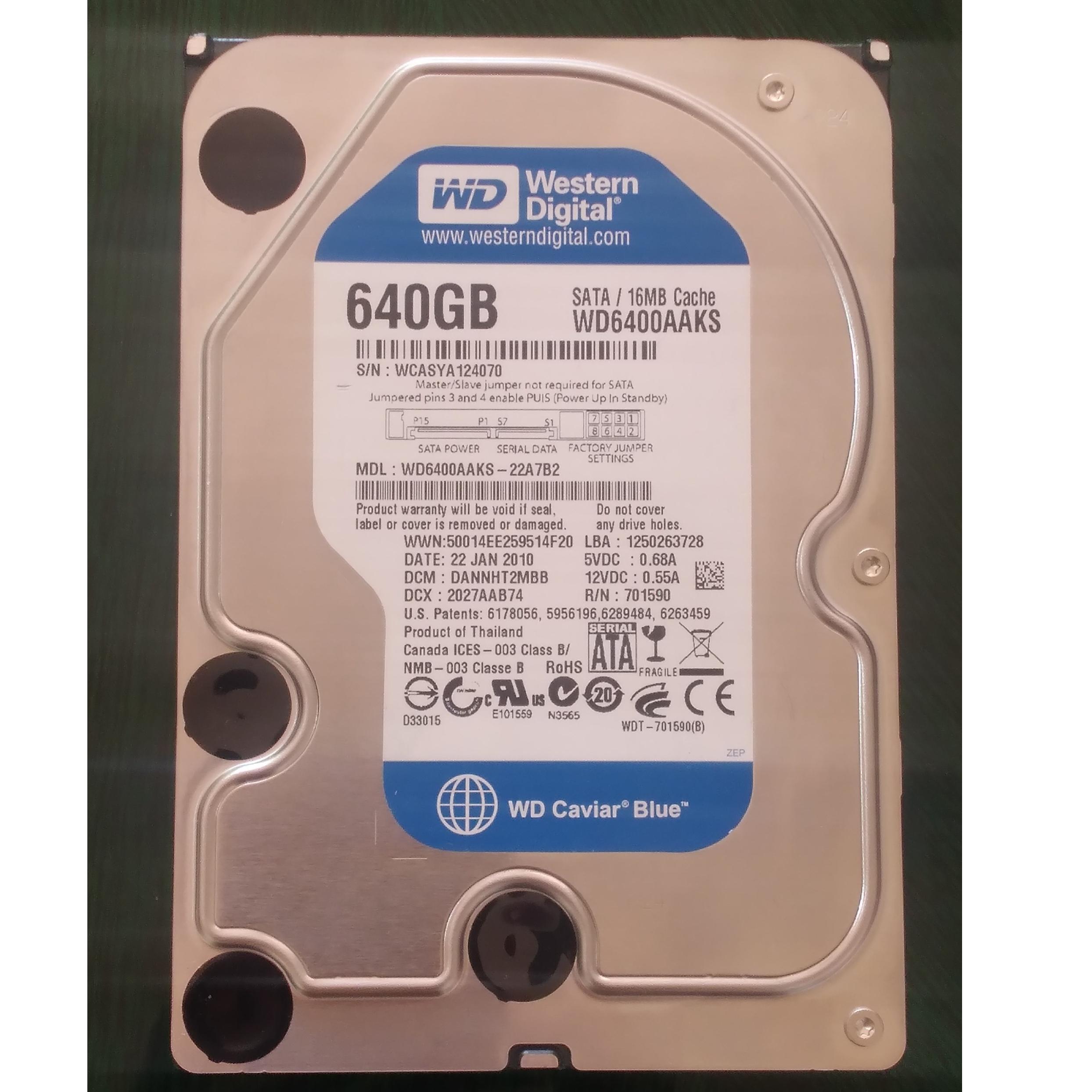 هارد 640 گیگ آبی 100درصد سلامت