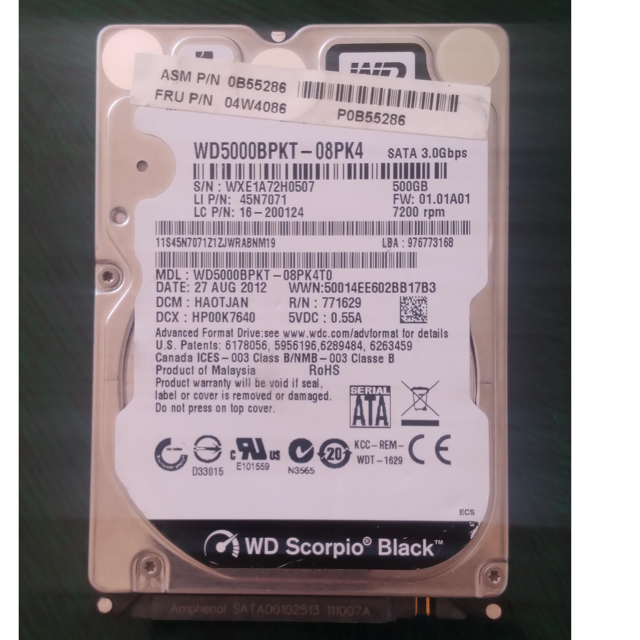 هارد 500 گیگ مشکی 100 درصد