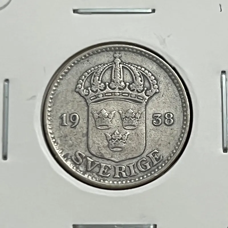 سکه نقره 1938 سوئد 25 اوره خیلی کمیاب / توضیحات
