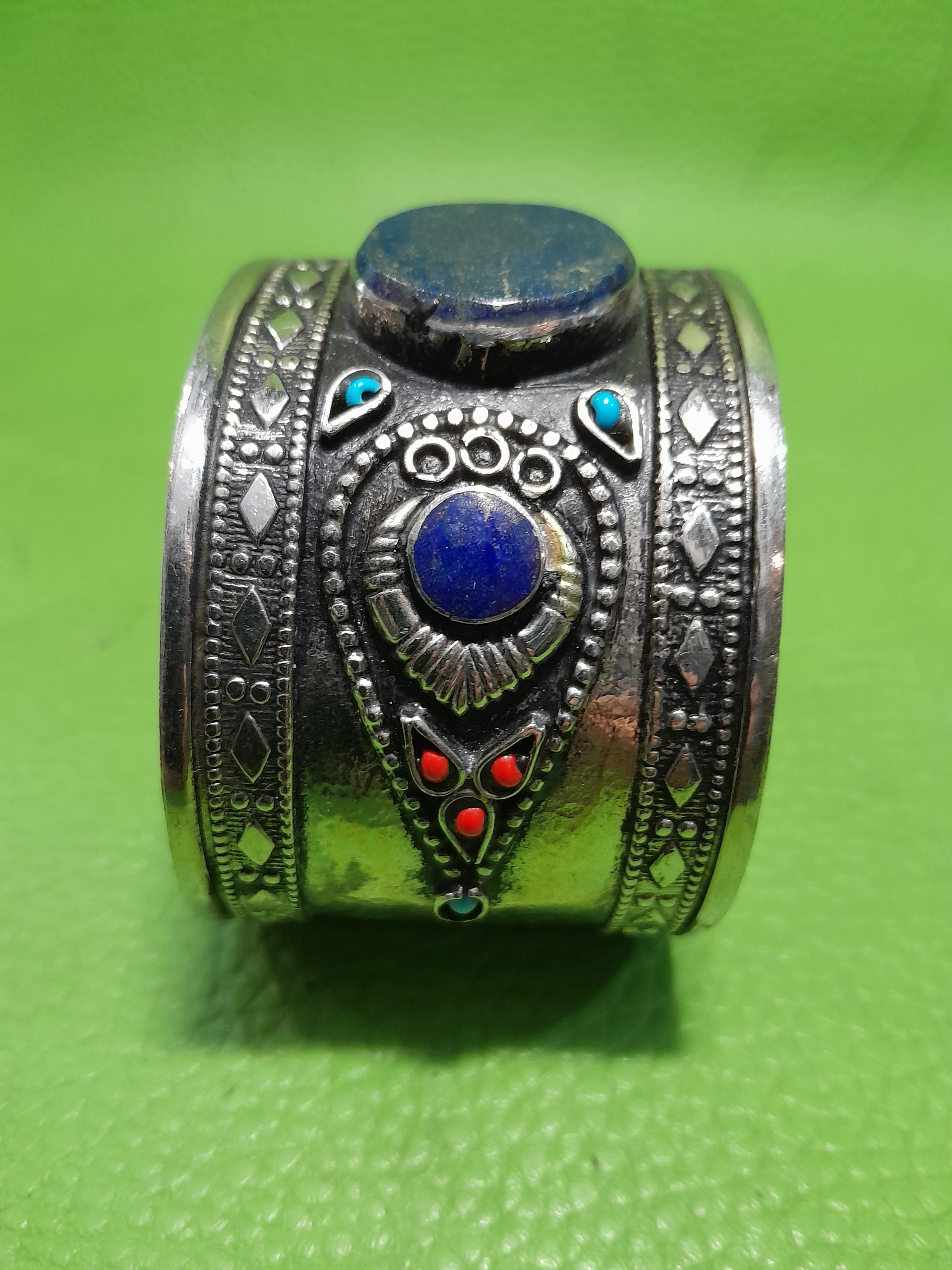 دستبند ورشو نگین لاجورد و مرجان آنتیک