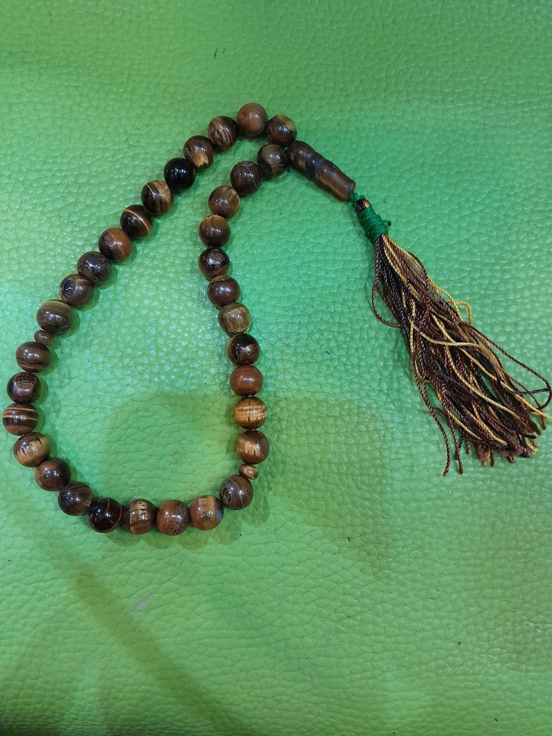 تسبیح 33 دانه سنگ چشم ببر کلکسیونی و آنتیک