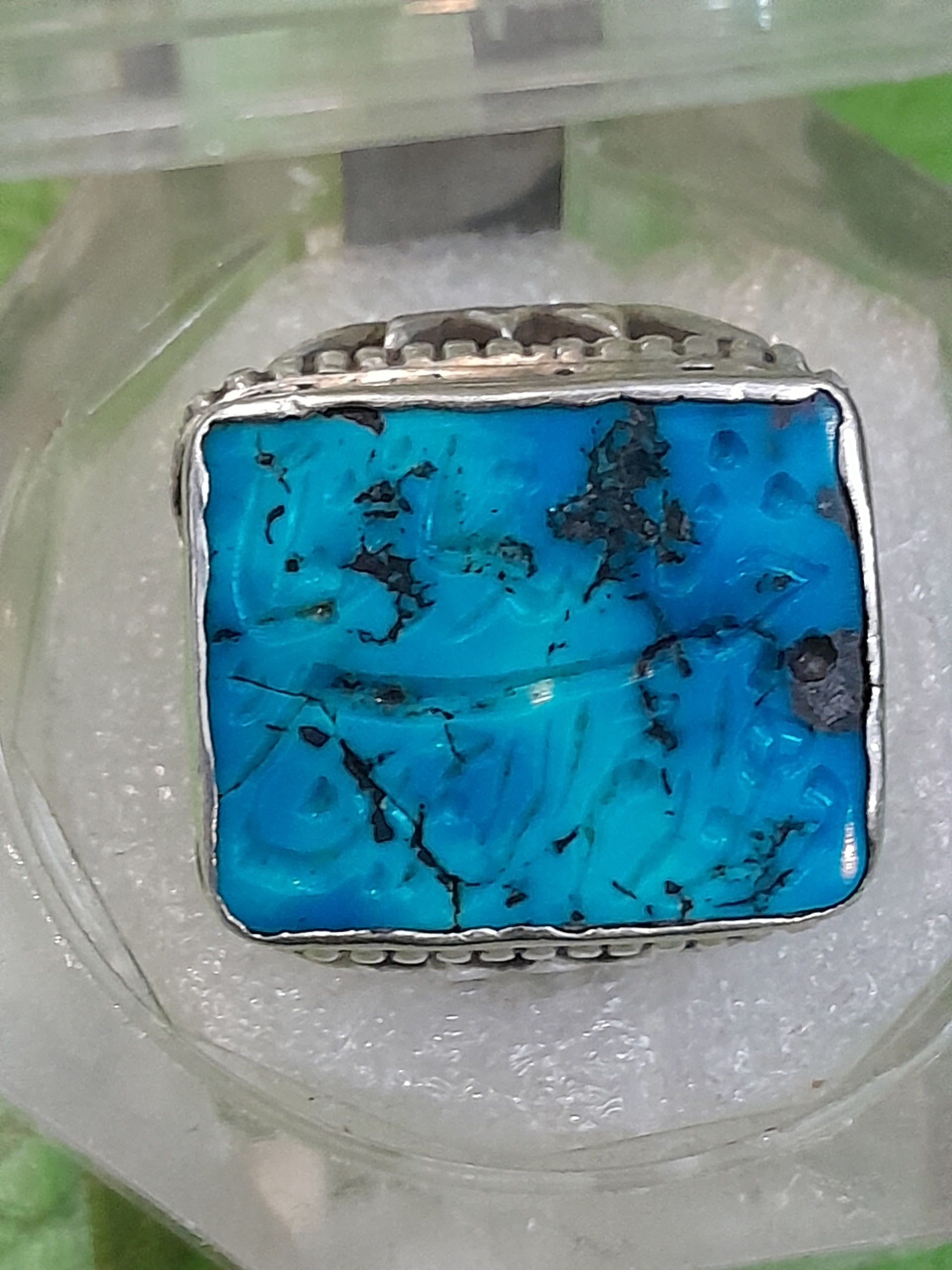 انگشتر فیروزه نیشابور رکاب دست خط کهنه