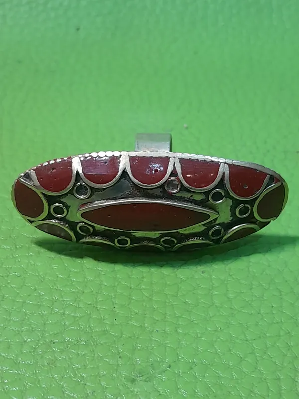 انگشتر ورشو نگین مرجان کلکسیونی و آنتیک