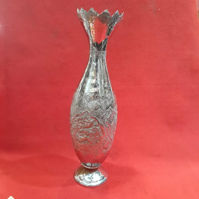 گلدان برنجی قلم دست گل مرغ کلکسیونی و آنتیک