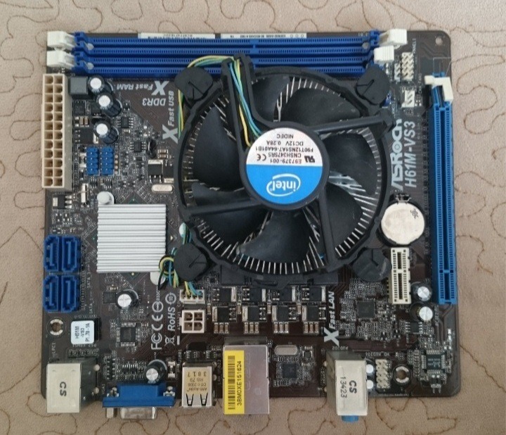 مادربرد H61M ASROCK همراه با CPU و کارت گرافیک