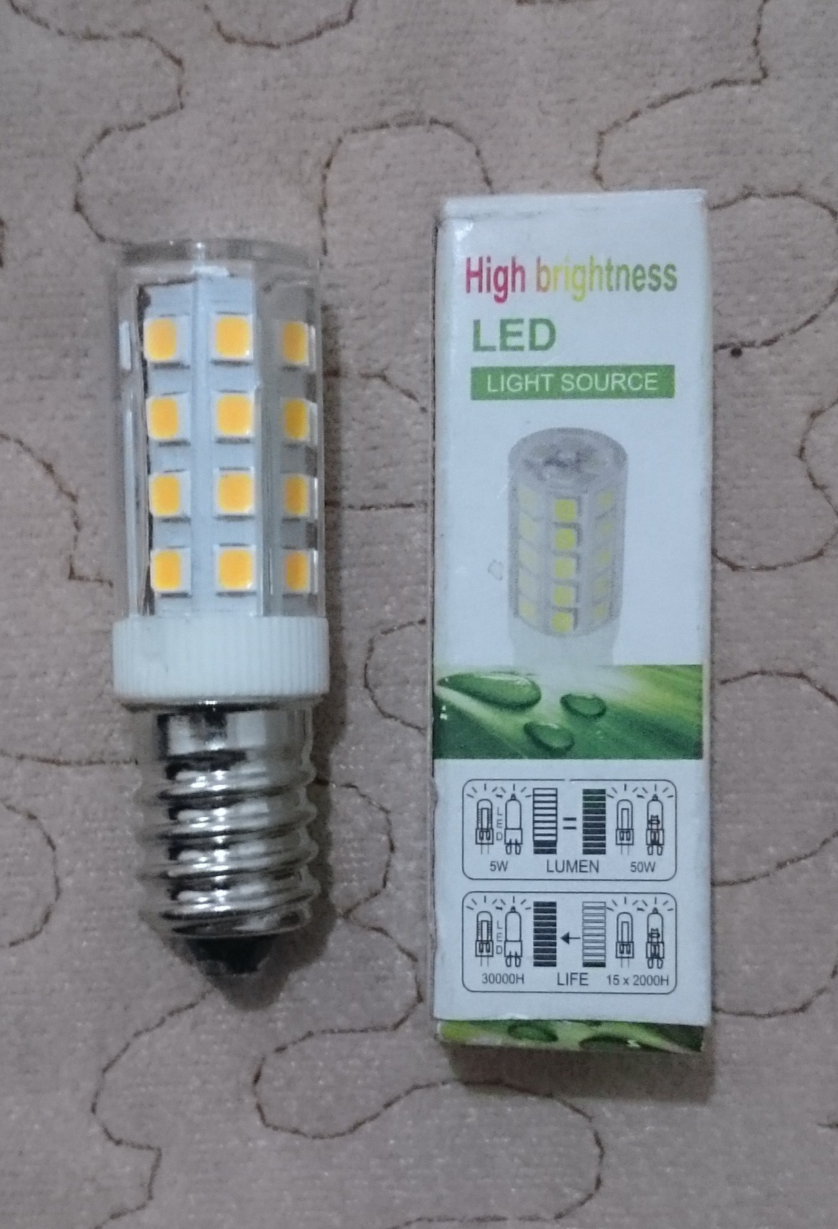 لامپ 5 وات LED با سرپیچ E12 قابل نصب روی دیوار