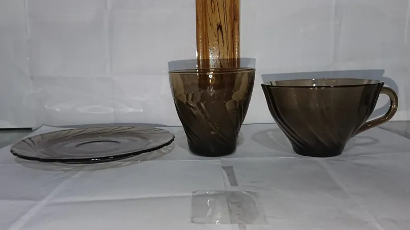 6 فنجان نعلبکی استکان پیچ ورکو دودی فرانسه قدیمی