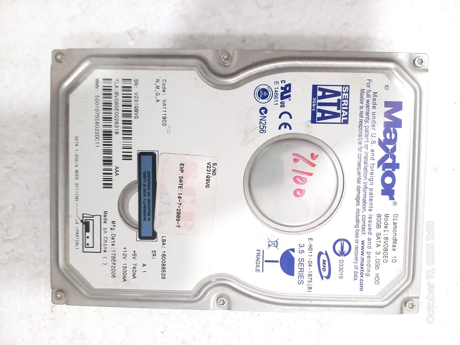 هارد Maxtor 6V080E  ظرفیت 80GB سلامت 100% IDE