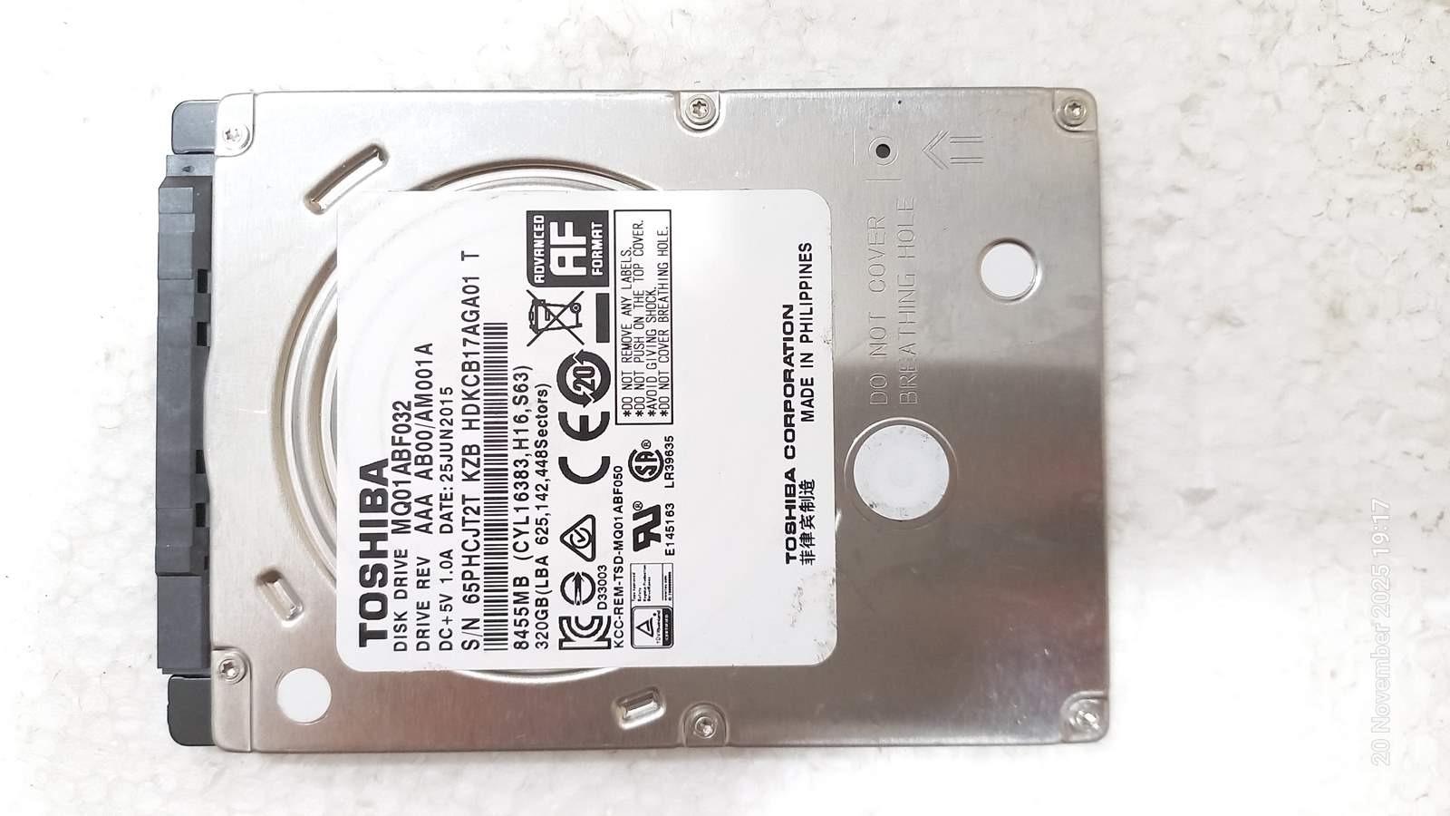 هارد لپ تاپ توشیبا 320 گیگابایت سلامت 100%