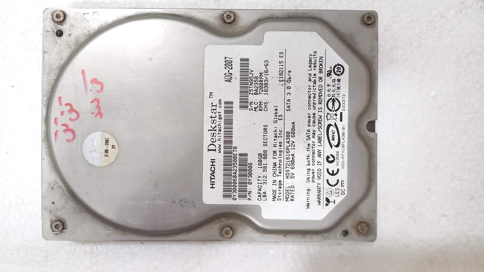 هارد هیتاچی 160 گیگابایت معیوب