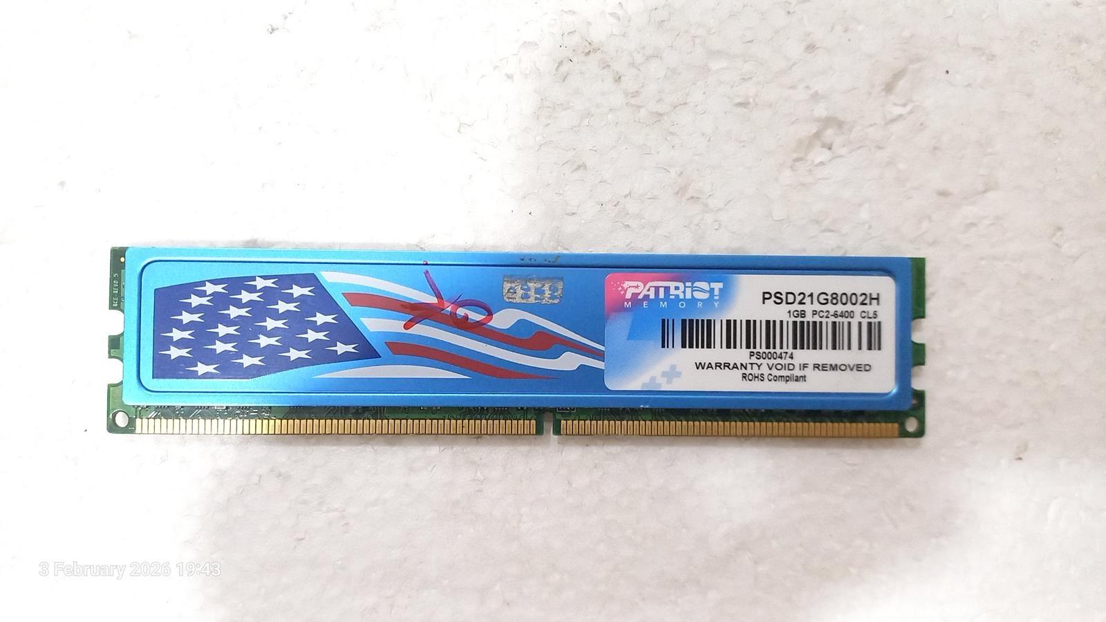 رم پاتریوت DDR2 ظرفیت 1GB باس 800 هیت سینک دار