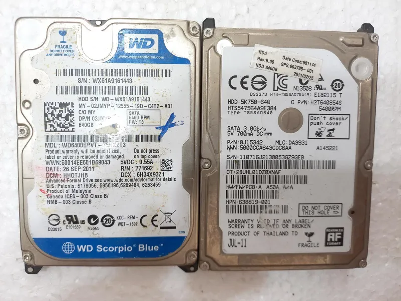 انواع هارد لپ تاپی 640GB بدون برد