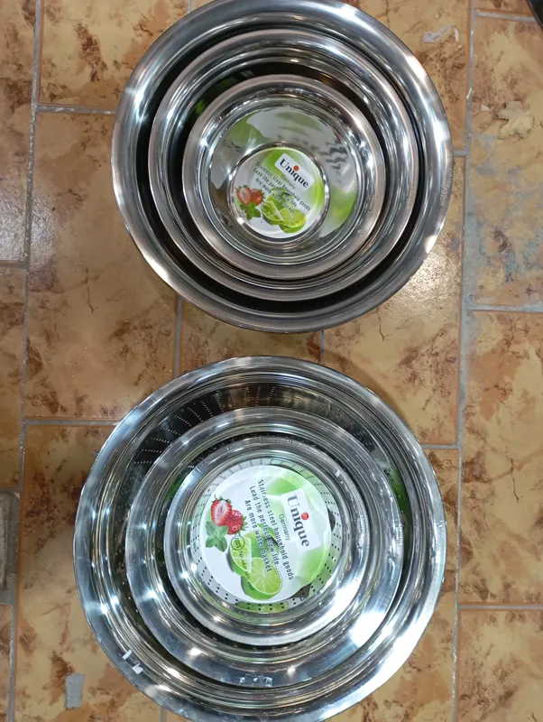 3 عدد آبکش  3 عدد لگن استیل یونیک