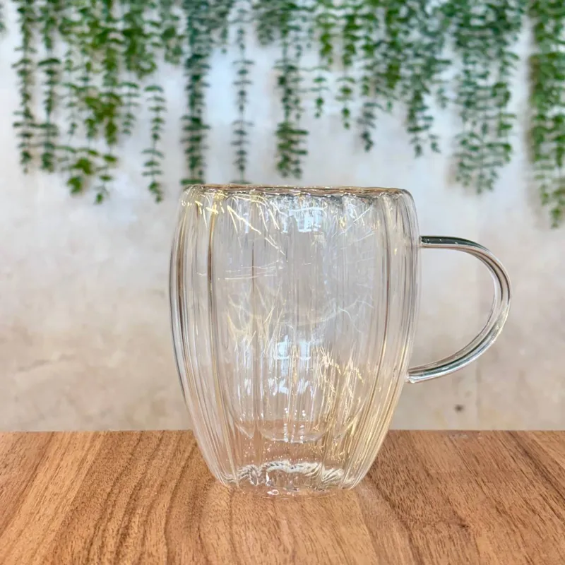  دو عدد لیوان پیرکس دو جداره طرح کدو