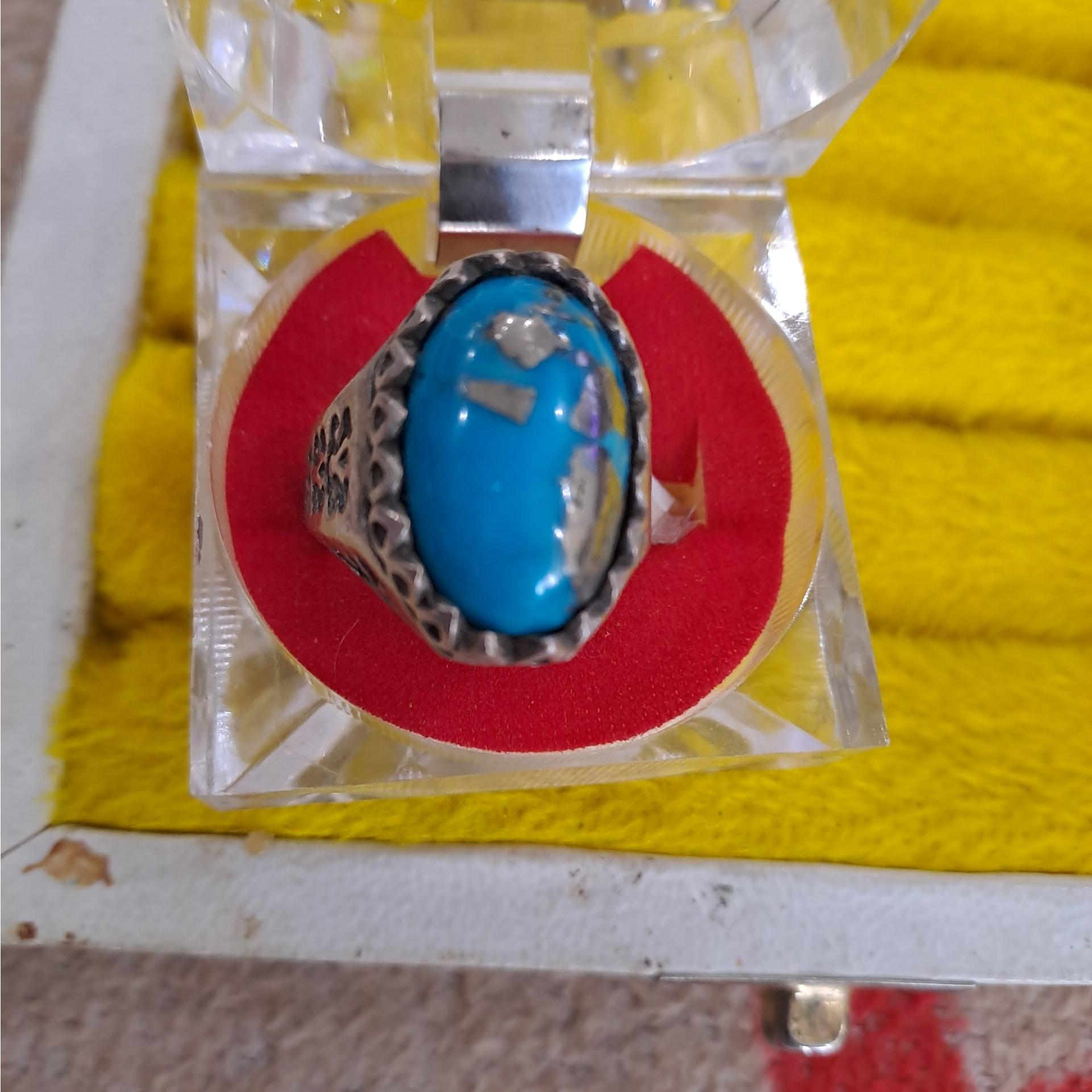 انگشتر فیروزه نقره کوب