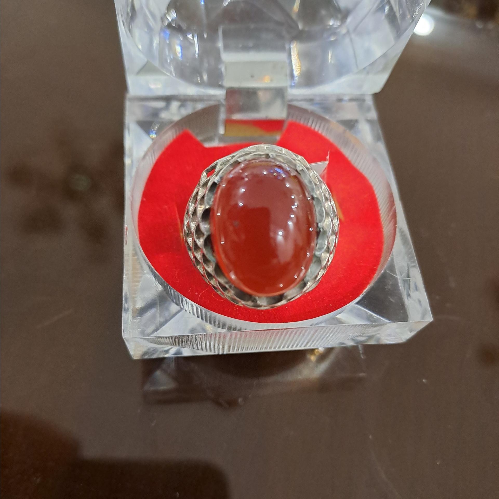 انگشتر عقیق گنبدی رکاب پولکی استاد هاشمی