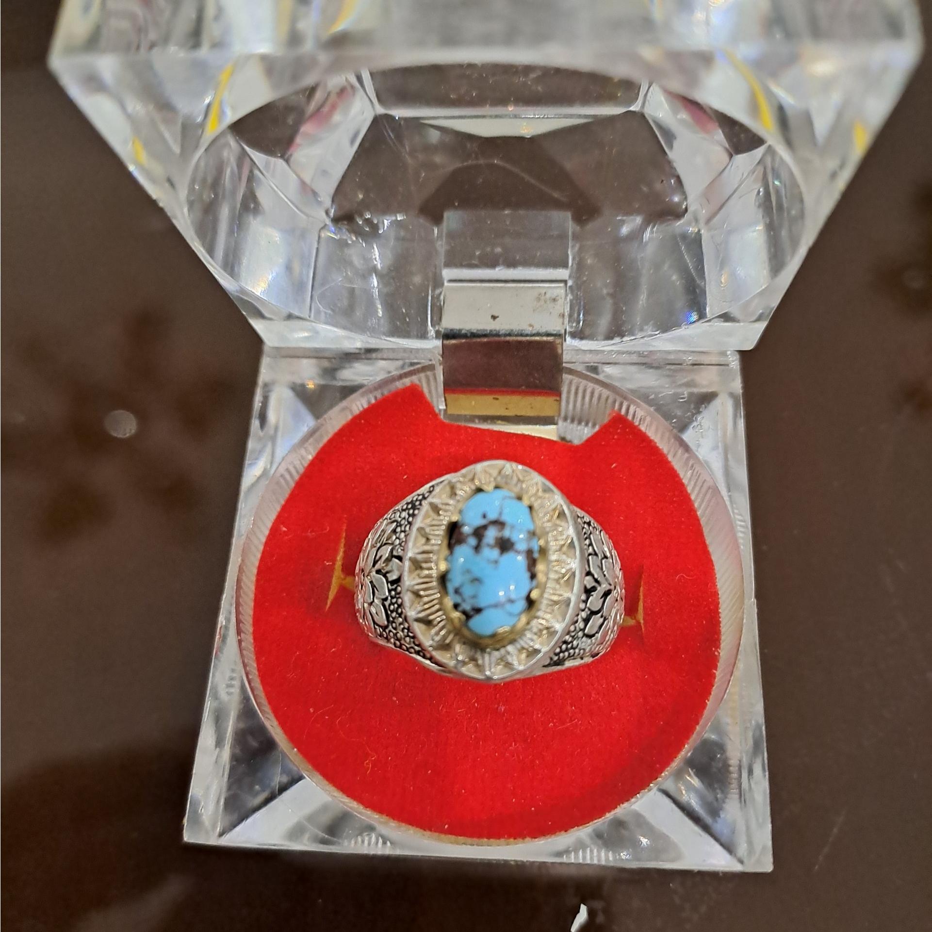 انگشتر فیروزه نیشابور رکاب قلم کاری حمید