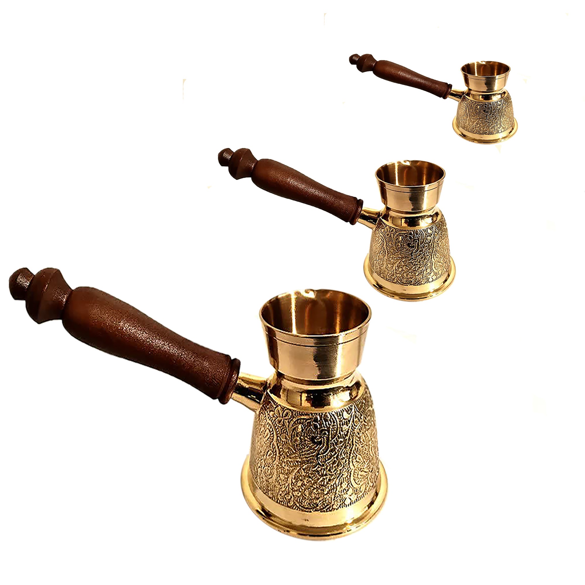 قهوه جوش برنجی مدل جذوه مجموعه سه عددی کد 986