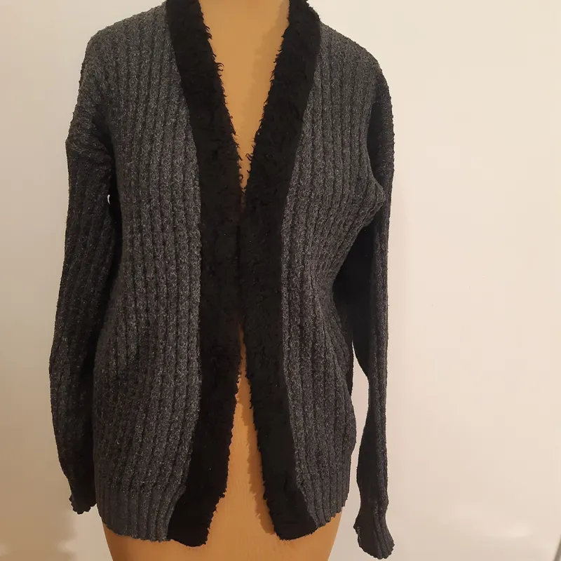 ژاکت جلوباز بافت خاکستری زنانه فری سایز