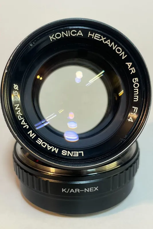 Konica 50mm f1/4 تبدیل سونی E nex