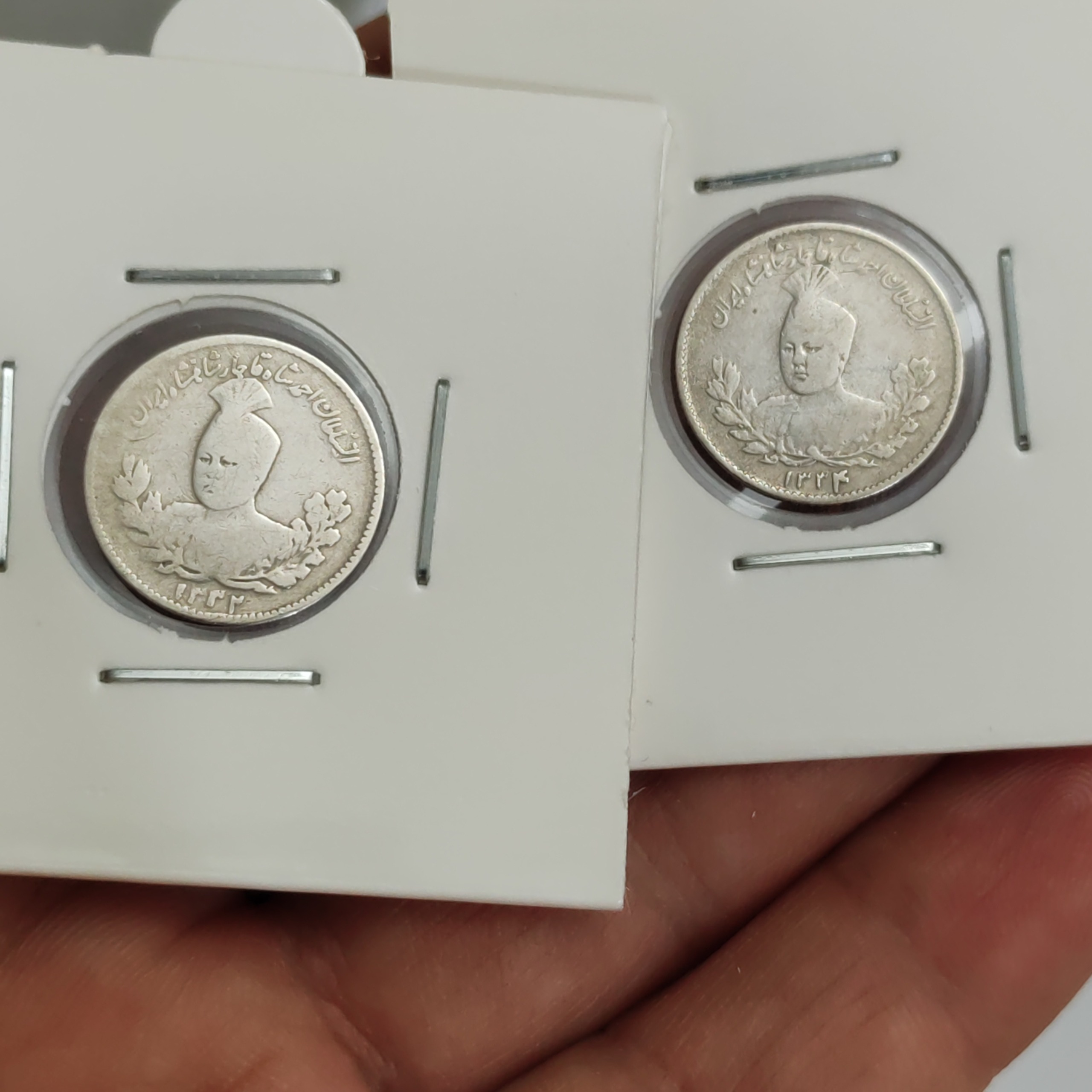 2عددسکه 500دیناری1332و1334 احمدشاه قاجار نایاب